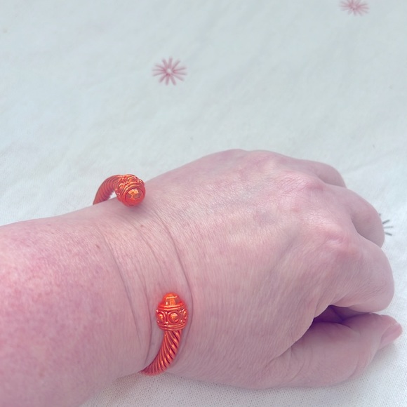 Orange 🍊 Twisted Cable Bangle Cuff Bracelet Fancy - Picture 6 of 7